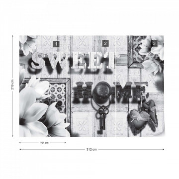 Sweet Home Black And White Vintage Chic Photo Wallpaper Wall Mural