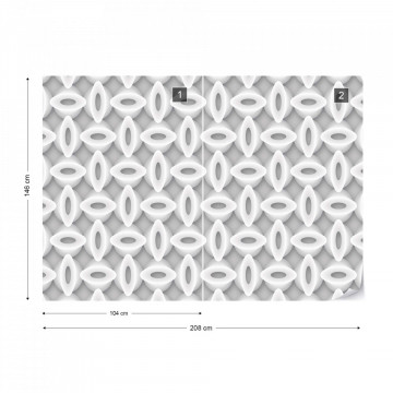 3D Abstract Pattern Grey And White Photo Wallpaper Wall Mural