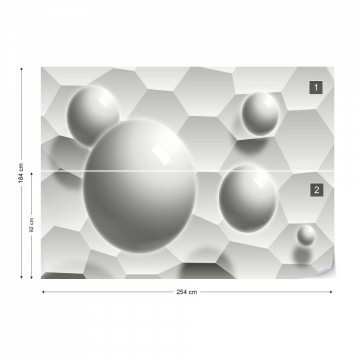3D Balls Honeycomb Texture Grey Photo Wallpaper Wall Mural