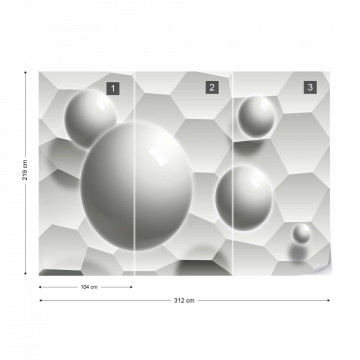 3D Balls Honeycomb Texture Grey Photo Wallpaper Wall Mural