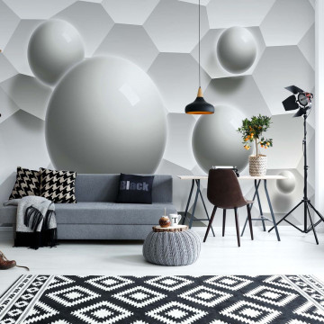 3D Balls Honeycomb Texture Grey Photo Wallpaper Wall Mural