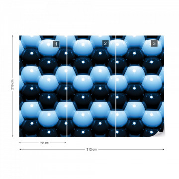3D Blue And Black Ball Pattern Photo Wallpaper Wall Mural