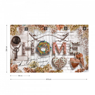Home Flowers Vintage Farmhouse Chic Photo Wallpaper Wall Mural