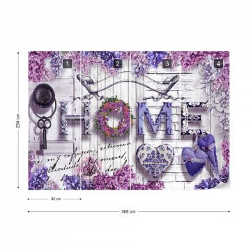 Home Purple Flowers Vintage Farmhouse Chic Photo Wallpaper Wall Mural