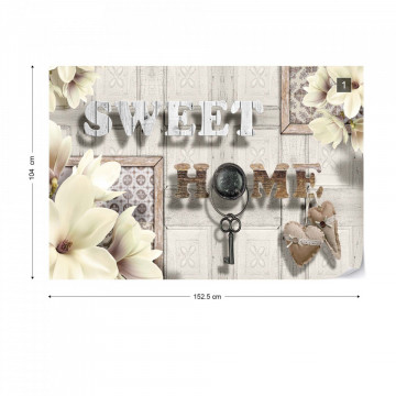 Sweet Home Flowers Vintage Design Yellow Photo Wallpaper Wall Mural