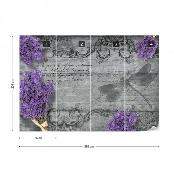 Vintage Lavender And Dragonfly Design Photo Wallpaper Wall Mural