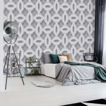 3D Abstract Pattern Grey And White Photo Wallpaper Wall Mural