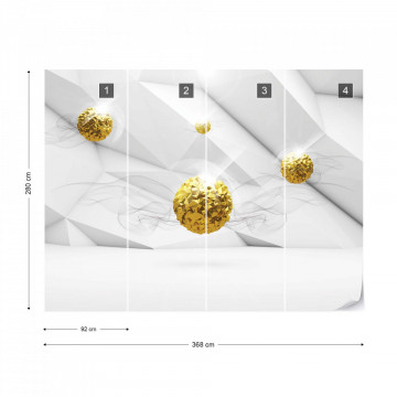 3D Gold Balls Modern Design Photo Wallpaper Wall Mural