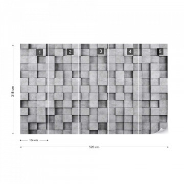 3D Grey Concrete Cubes Modern Texture Photo Wallpaper Wall Mural