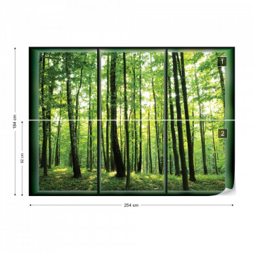 Forest Trees Green Window View Photo Wallpaper Wall Mural