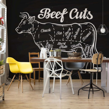 Retro Poster "Beef Cuts" Photo Wallpaper Wall Mural