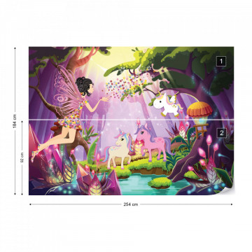 Unicorns And Fairies In The Forest Photo Wallpaper Wall Mural