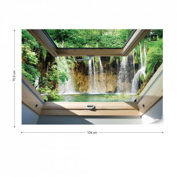 Waterfall 3D Skylight Window View Photo Wallpaper Wall Mural