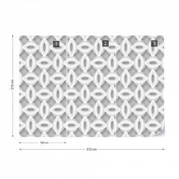 3D Abstract Pattern Grey And White Photo Wallpaper Wall Mural
