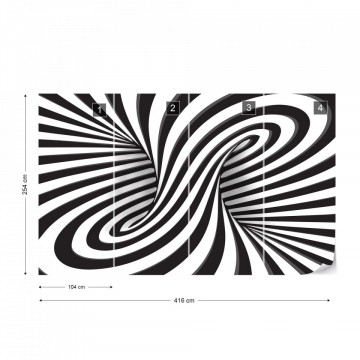 3D Black And White Twister Photo Wallpaper Wall Mural