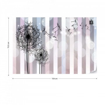 Dandelions Modern Design Stripes Bokeh Photo Wallpaper Wall Mural