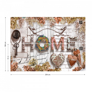 Home Flowers Vintage Farmhouse Chic Photo Wallpaper Wall Mural