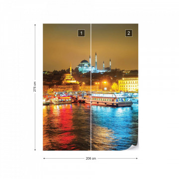 Istanbul Turkey River Reflections At Night Photo Wallpaper Wall Mural