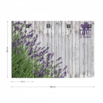 Lavender Rustic Wood Planks Love Vintage Design Photo Wallpaper Wall Mural
