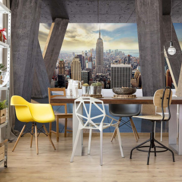 New York City Skyline 3D Modern View Concrete Photo Wallpaper Wall Mural