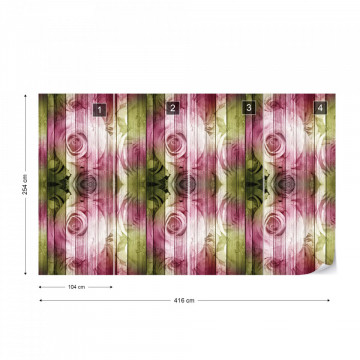 Roses On Wood Plank Wall Vintage Style Photo Wallpaper Wall Mural