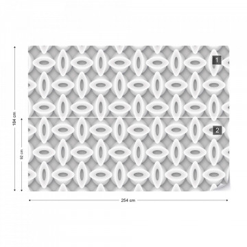 3D Abstract Pattern Grey And White Photo Wallpaper Wall Mural