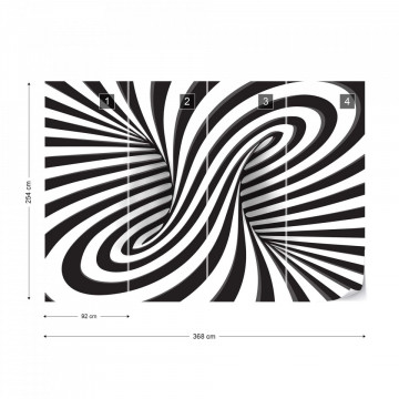 3D Black And White Twister Photo Wallpaper Wall Mural