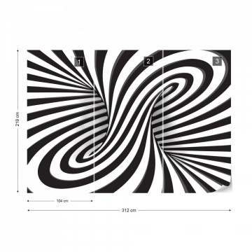 3D Black And White Twister Photo Wallpaper Wall Mural