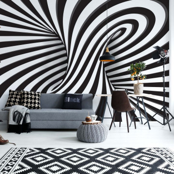 3D Black And White Twister Photo Wallpaper Wall Mural