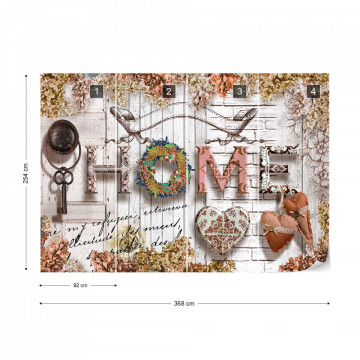 Home Flowers Vintage Farmhouse Chic Photo Wallpaper Wall Mural