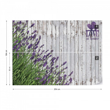 Lavender Rustic Wood Planks Love Vintage Design Photo Wallpaper Wall Mural