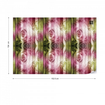 Roses On Wood Plank Wall Vintage Style Photo Wallpaper Wall Mural