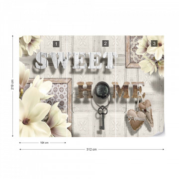 Sweet Home Flowers Vintage Design Yellow Photo Wallpaper Wall Mural