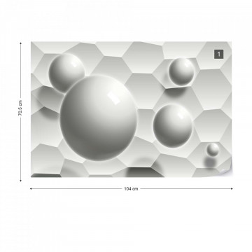 3D Balls Honeycomb Texture Grey Photo Wallpaper Wall Mural