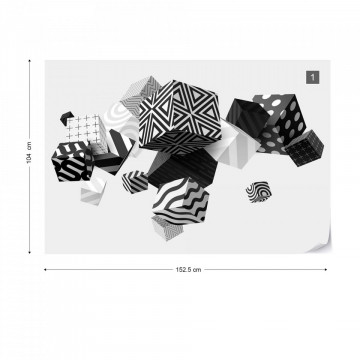 3D Black And White Cubes Photo Wallpaper Wall Mural