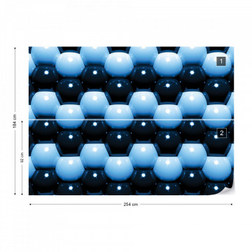 3D Blue And Black Ball Pattern Photo Wallpaper Wall Mural