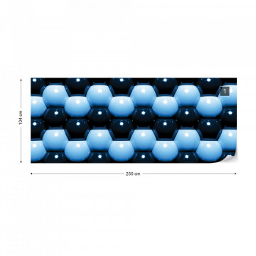 3D Blue And Black Ball Pattern Photo Wallpaper Wall Mural