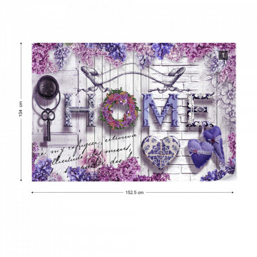 Home Purple Flowers Vintage Farmhouse Chic Photo Wallpaper Wall Mural