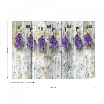 Lavender Bunches On Wood Plank Wall Vintage Style Photo Wallpaper Wall Mural
