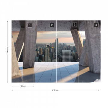 New York City Skyline 3D Modern View Concrete Photo Wallpaper Wall Mural