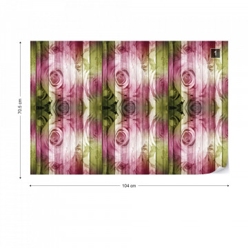 Roses On Wood Plank Wall Vintage Style Photo Wallpaper Wall Mural