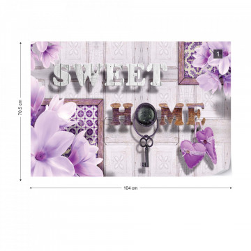 Sweet Home Flowers Vintage Design Purple Photo Wallpaper Wall Mural