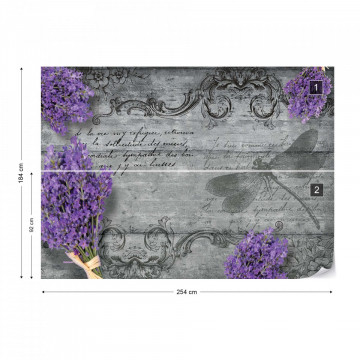 Vintage Lavender And Dragonfly Design Photo Wallpaper Wall Mural