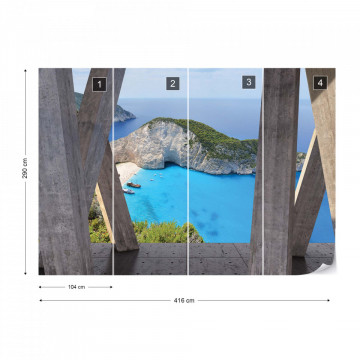 Greece Island 3D Modern View Concrete Photo Wallpaper Wall Mural