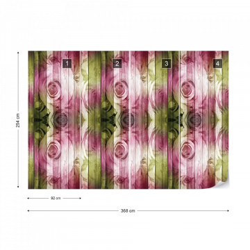 Roses On Wood Plank Wall Vintage Style Photo Wallpaper Wall Mural
