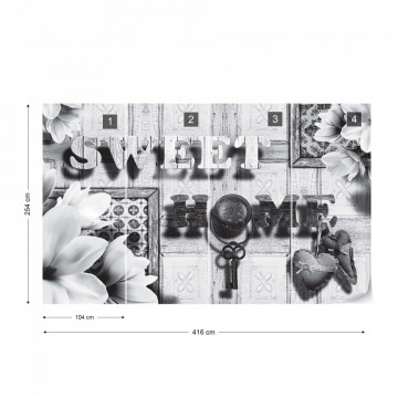 Sweet Home Black And White Vintage Chic Photo Wallpaper Wall Mural