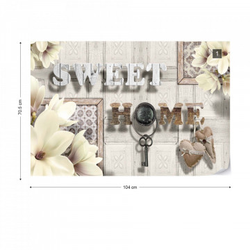 Sweet Home Flowers Vintage Design Yellow Photo Wallpaper Wall Mural
