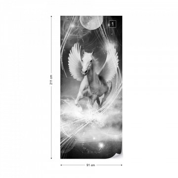 Winged Horses Pegasus Black And White Photo Wallpaper Wall Mural