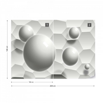 3D Balls Honeycomb Texture Grey Photo Wallpaper Wall Mural