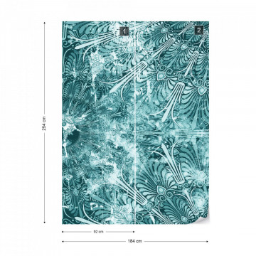 Blue Turquoise Vintage Grunge Design Photo Wallpaper Wall Mural
